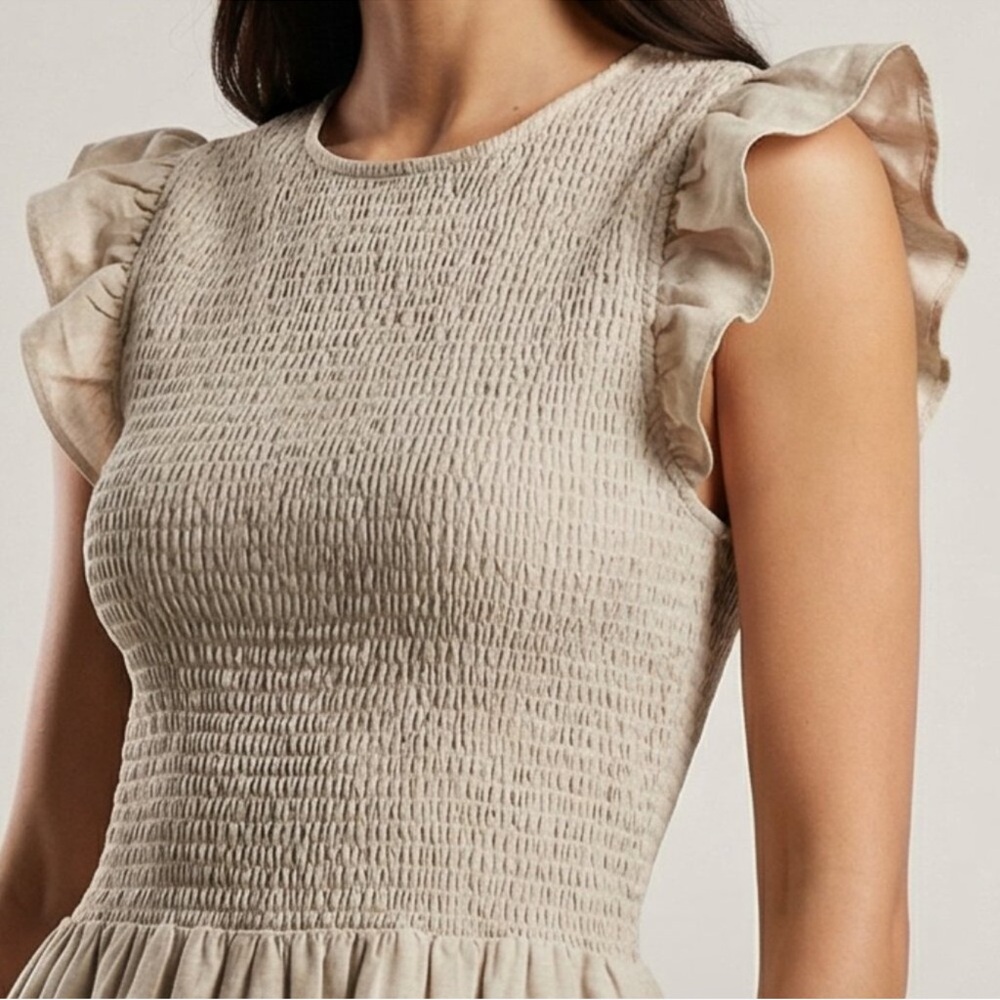 English Factory Cream Ruffle Mini Dress - Picture 2 of 11
